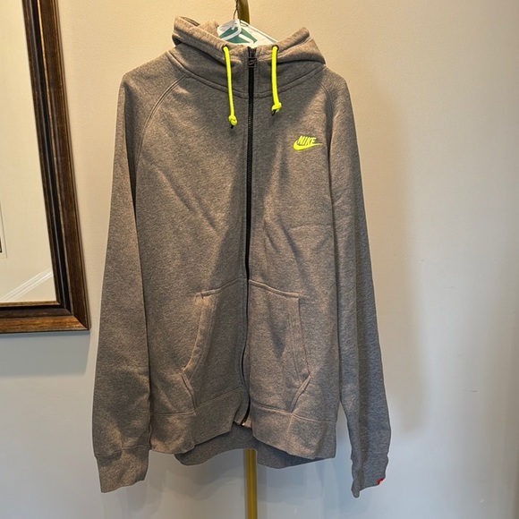 Nike Gray full zip Hoodie with Neon Accents EUC XXL - Picture 5 of 12